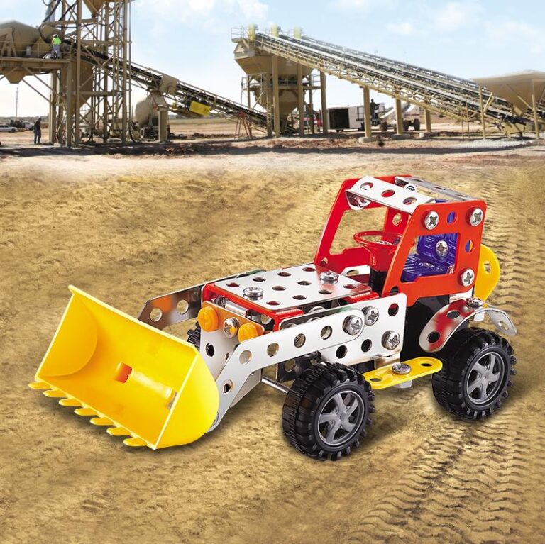 metal construction toys metal educational toys meccano sets erector sets metal building model STEM kit DIY pull back bulldozer wholesale price